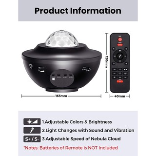 USB LED Music Water Wave Galaxy Projector Starry Lamp Bluetooth Star Projection Night Light (6)