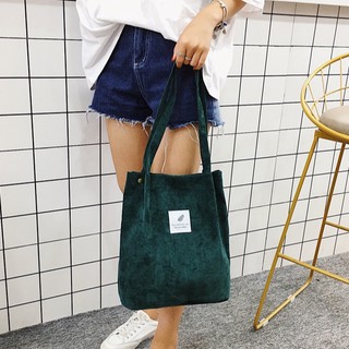SSK Korean Candy Color Corduroy Canvas Bags Tote Bag For Women