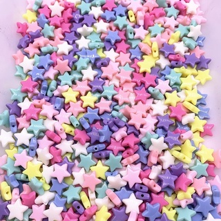 50pcs 14mm Acrylic Loose Spacer Beads Set Candy Frosted Five-pointed Star Spacer Beads for DIY Toys Necklace Bracelet Jewelry Making Accessories