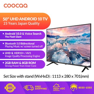 ❁♈✚COOCAA NEW [50S5G Pro] 50 Inch 4K Android 10 & Smart Flat screen Frameless Ultra HD LED TV Netfli
