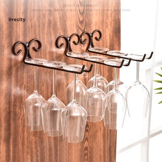Livecity Metal Wall Mounted Wine Glass Rack Goblet Cup Stemware Bar Holder Shelf Hanger
