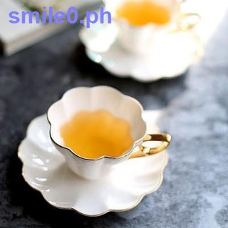 ✔№❍Gold ceramic flower tea cup coffee and saucer set