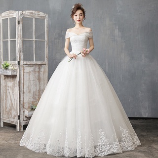 Sexy One Shoulder Lace Bridal Dress Temperament Show Thin Little Dream Super Fairy Bridal Dress Long Style Qs788