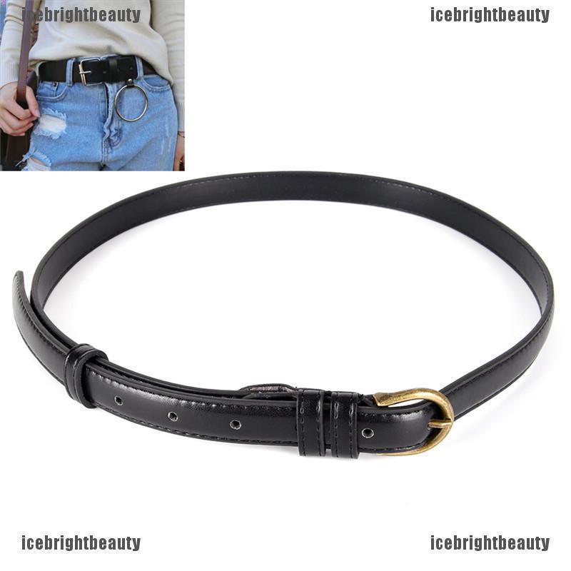 [YICE] Retro Women Waist Belt Large Metal Ring & Thin Waist Fringe Pu Leather Belt Hoop MA