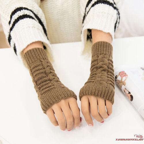 O-L❥Womens Ladies Winter Wrist Arm Hand Warmer Knitted (8)