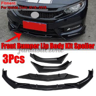 Black Front Bumper Lip Chin Spoiler Wing Body Kit For Honda Civic 2016-2019