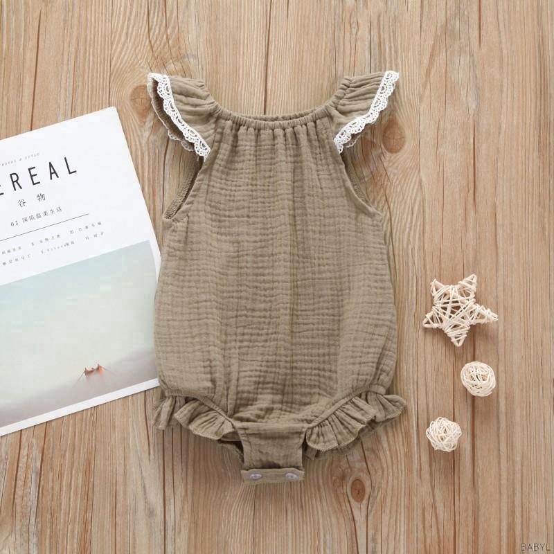 BABYL Newborn Baby Girls Flying Sleeve Romper Backless Jumpsuit Baby Clothes (6)