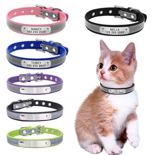 【NORMA】Cat ID Collar Personalized Cat Collar Leather Reflectieve for Cats Custom Engraved Puppy Nameplate