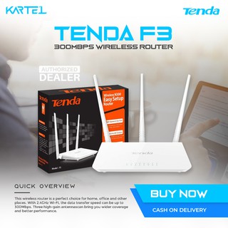 Tenda F3 300Mbps Wireless WiFi Router (English Version) (White)