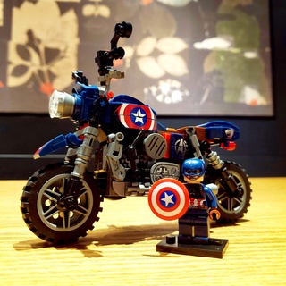 Lego Captain America Iron Man Motorcycle Retro Small Ornaments Assembled Toy Building Blocks Boys Ch