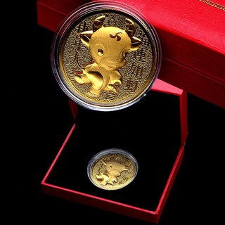 24k Gold (0.1g) Zodiac Ox Gold Coin Home & Office Decoration 2021 Chinese New Year Monetary Gift
