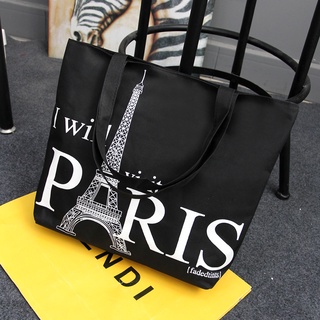 "Canvas Tote Bag" Large Space Women Canvas Handbag Zipper Shopping Shoulder Bag Paris Eiffel Tower Pattern Girls Beach Bookbag Casual Tote Fashion