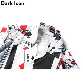 Dark Icon Porker King Printed Retro Street Shirts Men 2021 Summer Turn-down Collar Hip Hop Shirt Men's Top (3)