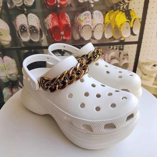 2pcs crocs fashion chain shoe decoration gold and silver two color