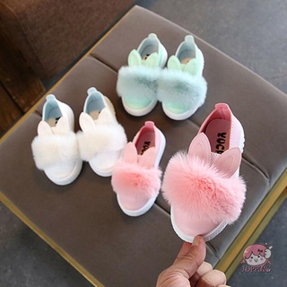 JOP7-Newborn Kids Casual Shoes, Baby Girls Princess Fluffy Cute Rabbit Anti-slip Soft Sole Shoes