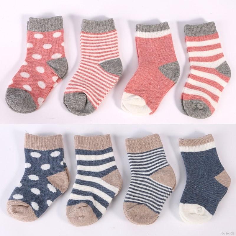 4 Pairs/set Baby Boy Girl Cartoon Soft Cotton Socks