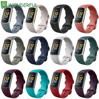 WONDERFUL Fitbit Charge 5 Soft Silicone Strap Adjustable Sport Watchband Quick Release Wristband Sweatproof Colorful Watch Band Replacement Bracelets Accessories
