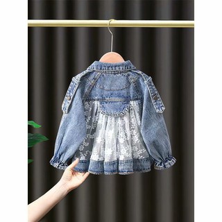 New Children's Denim Jackets Girl Trench Jean Embroidery Jackets Girls Kids clothing baby Lace coat