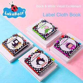 Baby Black&White Label Cloth Book Baby Early Learning Cognitive Book Visually Stimulating, Tear-proof Paper
