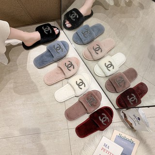 One Word Cotton Slippers Female Cute Korean Fashion Shoes Home With Anti-Slip Bed Indoor Slippers