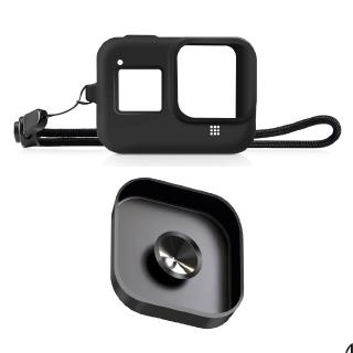 Silicone Rubber Protective Case Sleeve + Soft Lens Cap for GoPro Hero 8 Black Action Camera Housing