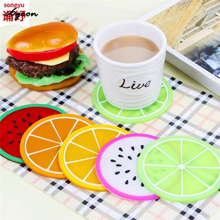 CG| Silicone Cup Coaster Fruit Shape Cup Mat Anti-Slip Thermal Insulation Pad Holder Hot Drink