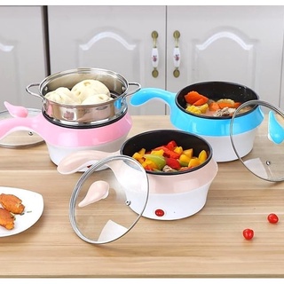 Steaming Cook & Fry Double Pot Non-Stick Electric Cookware Multifunction Electric Mini Cooking Pot