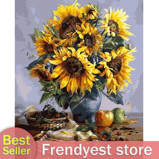 FY✿Sun Flower 40x30cm DIY Paint By Numbers Oil Painting Kit Canvas