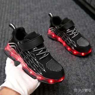 Usb Charging LED Shoes Black Kids Shoes Boys Baby Gift Sneakers dcQR MV45
