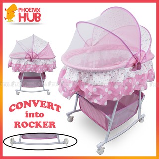 WyonBaby Multifunctional Baby Cradle Bed/Crib/Rocker with Large Storage Basket