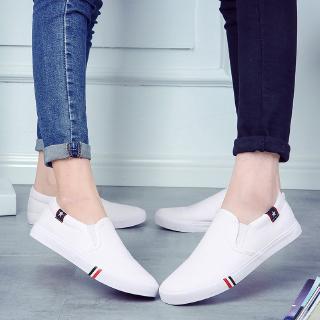 Men Women Breathable Slip-On Canvas Shoes Casual White Shoes For Couples