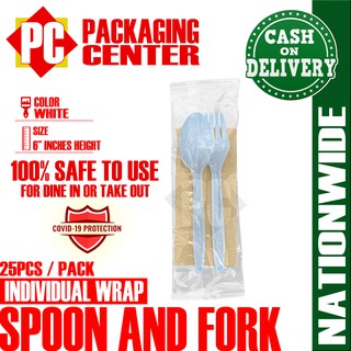 Individual Wrap Spoon and Fork With Tissue by 25pcs Set per pack COD Nationwide!