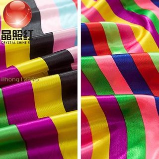 Colorful Striped Satin Fabric Costume Ethnic Style