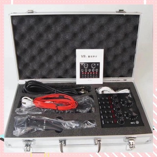 【Available】v8 soundcard set with condenser mic and stand hard case and cables a