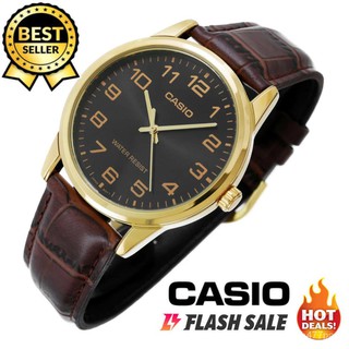 Casio V001 Quartz All Brown Leather Band Watch for Men(Brown)2021