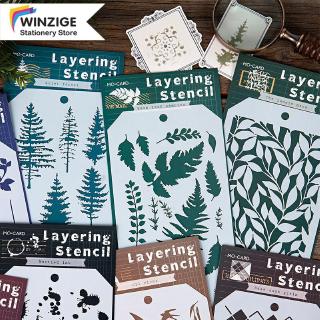 Winzige Vintage Plant Layering Stencil Decor Painting Ruler Material DIY Drawing Stencil For Bullet Journal Scrapbooking (1)