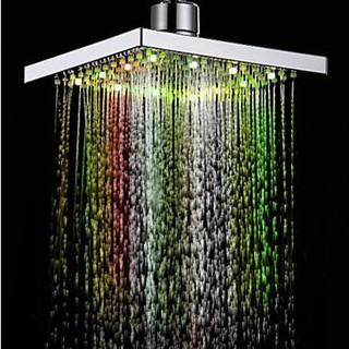 Modern LED Color Changing Water Glow Square Rain Bathroom Shower Head NEW (1)