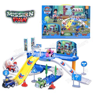 Paw Mission Race Track Parking Garage Patrol w/ 2 Paw Racing Cars Included Parking Lot NEW Toy
