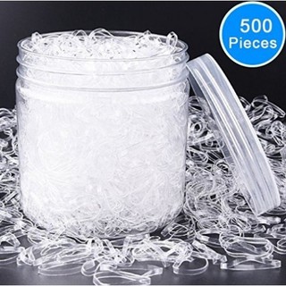500Pcs Women Clear Ponytail Holder Elastic Rubber Hair Ties