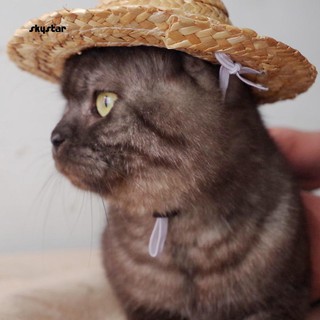 [Big Sale] ❣❣Novelty Summer Adjustable Pet Dog Outdoor Straw Hat Puppy Small Cat Sunhats (8)