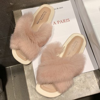 HF fashion faux fur woman slippers korean flats cod f16 (8)