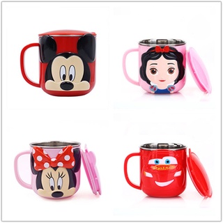 280mL Disney 3D Cartoon Water Cup 304 Stainless Steel Mug Children Milk Coffee Drinkware with Lid