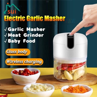 300ml Glass Electric Garlic Masher Automatic Garlic Crusher Chopper Portable USB Charging Blend Garlic Chilli Baby Food
