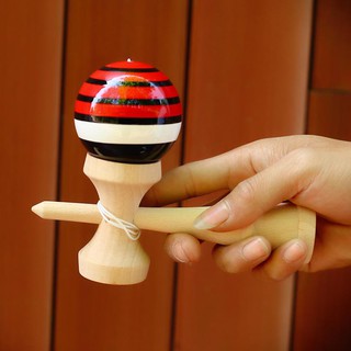 [KaKa Toys] Black and white red striped skill ball, wooden sword ball, kendama (2)