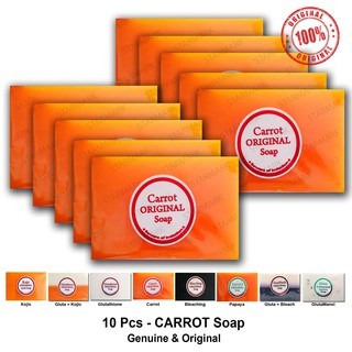 Carrot Soap Original Orange Soaps Kojic Acid Soaps - Set of 10 Pcs - Genuine and Original Body Care