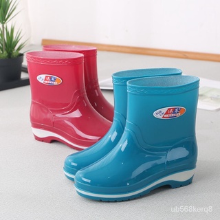 rain shoe❖X.D Rain Boots Waterproof Rain Boots Women's Non-Slip Woolen Cotton Fashion Adult Women's