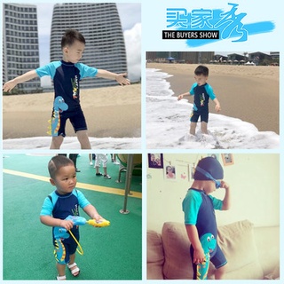 Children's swimsuit boy baby swimsuit middle child swimming trunks one-piece swimsuit hooded kid cut