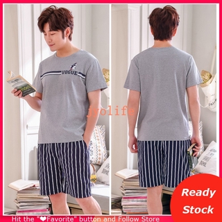High Quality Cute Men Short Sleeve Sleepwear Cotton Nightwear Pijamas (7)