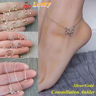 LUCKY New Crystal Zodiac Pendant Adjustable Guardian Star Wristbands Constellation Anklets Friendship Gift Leg Foot Jewelry Cubic Zirconia Diamonds Best Birthday Gift Horoscope Astrology /Multicolor