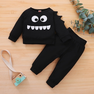 Cute little monster suit Toddler Kids Baby Boy Cartoon Top Shirt Tops+ Pants Outfits Clothes Set bab
